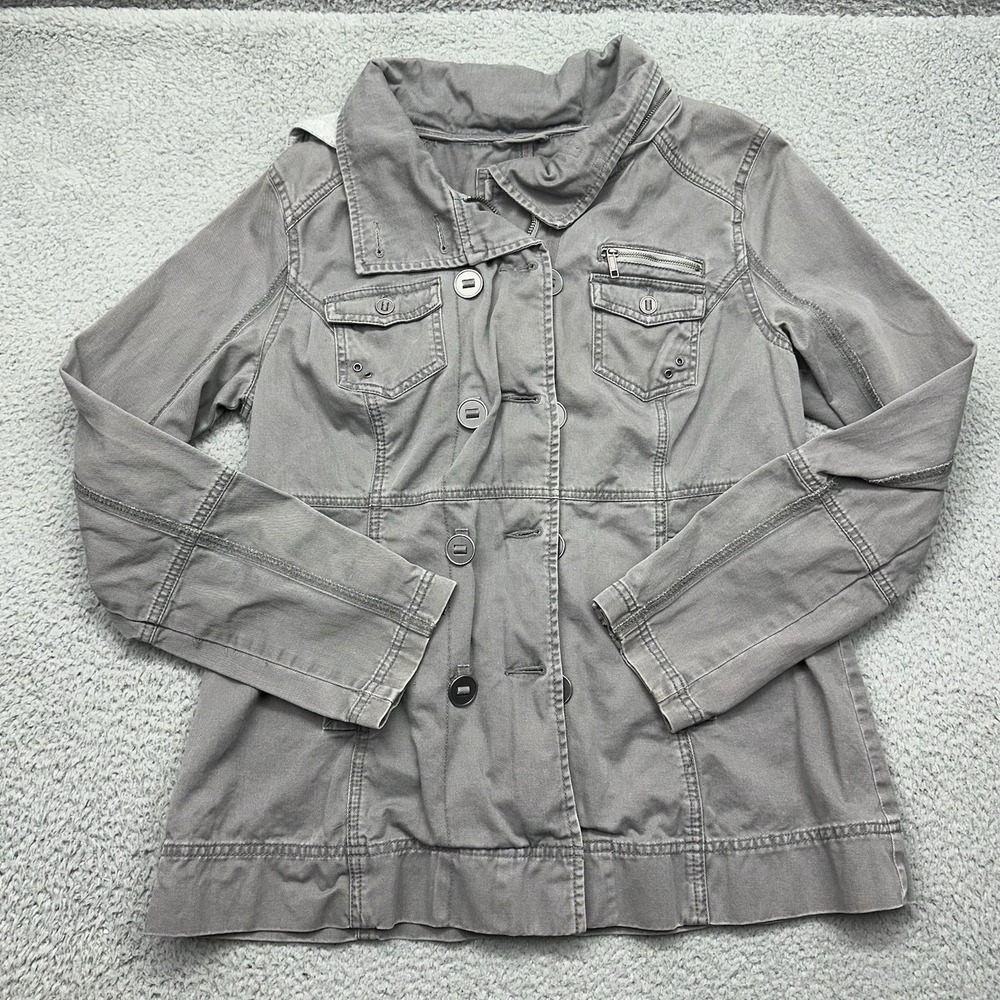 Hurley Winchester GJBFWN2 Womens Large Full Zip Woven Utility Fleece Hood Jacket